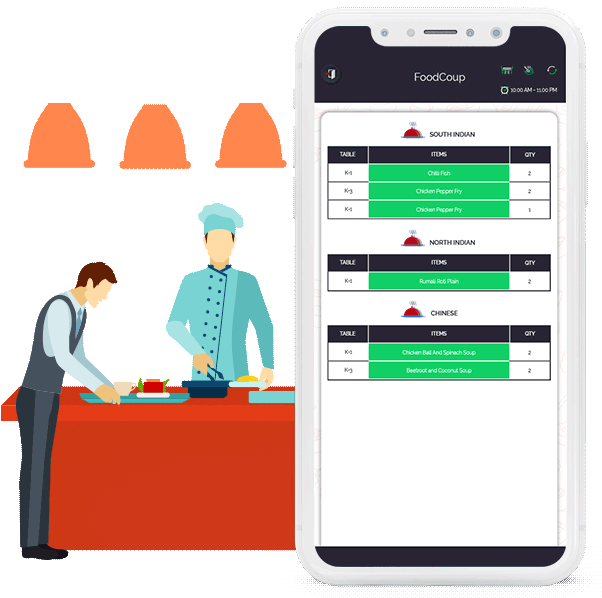 Kitchen Display System features of Restaurant App